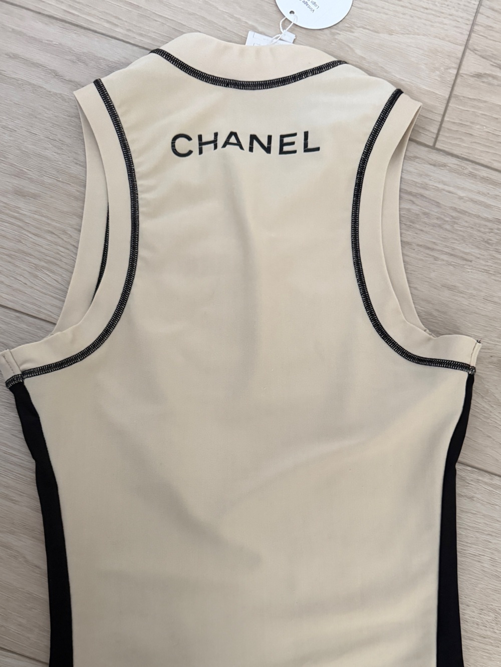 CHANEL Black and Cream Logo Athletic Tank - Picture 5 of 5